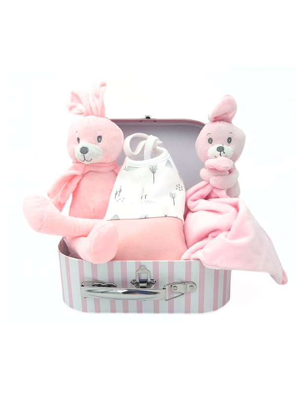Canastilla rosa de regalo para bebé recién nacido
